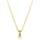 ZINZI gold plated zilveren ketting 45cm met luxe cross-over hanger (16mm) bezet met witte zirkonia's ZIC2801