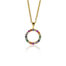 ZINZI gold plated zilveren hanger 12mm bezet regenboog ZIH2170 (zonder collier)