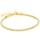 ZINZI gold plated zilveren tennisarmband 2,4mm breed bezet met een rij glanzende witte parels ZIA2910