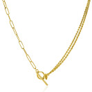ZINZI gold plated zilveren multi-look ketting 42cm met twee trendy schakels en kapittel-sluiting ZIC2380

