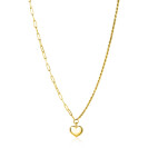 ZINZI gold plated zilveren schakel ketting met twee trendy schakels en glad hart 40-45cm ZIC2381G
