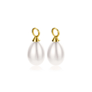 ZINZI gold plated zilveren oorbedels parel peervorm 15mm wit ZICH355WG (zonder oorringen)