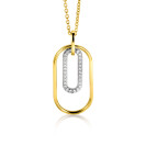 ZINZI gold plated zilveren ovale hanger 32mm bezet met witte zirconia's ZIH2329 (zonder collier)