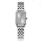 ZINZI Small Elegance horloge zilverkleurige sunray wijzerplaat en rechthoekige kast stalen schakelband 22mm extra dun ZIW2802
