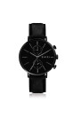 ZINZI Man watch Traveller black zwarte wijzerplaat matzwarte stalen kast zwarte leren band 39mm dual time ZIW750