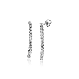 23mm ZINZI zilveren tennis oorstekers met rijzetting witte zirconia's ZIO2794