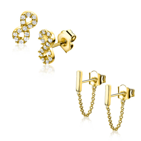 Xmas Giftset: Twee paar goldplated zilveren oorsieraden, perfect op elkaar afgestemd in één feestelijke set (ZIO2597Y en ZIO1688G) GIFTSET15