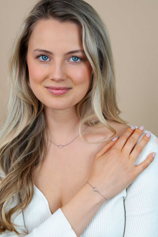 Giftset: Zilveren armband met open rondje en bijpassende zilveren ketting. Een complete look in één giftset GIFTSET2523