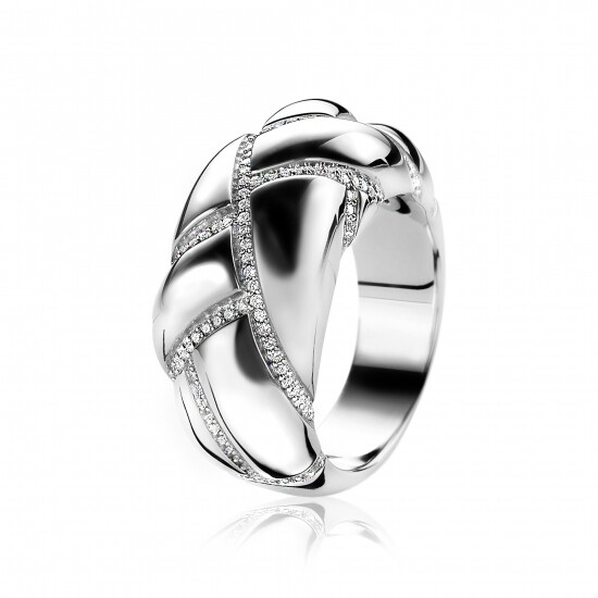 Mart Visser by ZINZI zilveren ring glad wit MVR8C