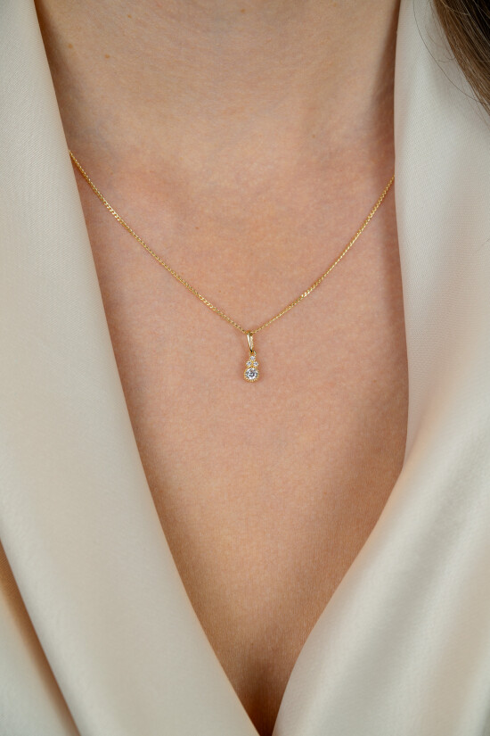 12mm ZINZI Gold 14 krt gouden fantasie hanger bezet met witte zirkonia's ZGH545 (zonder collier)