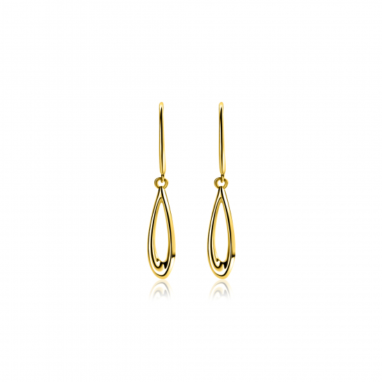 25mm ZINZI Gold 14 krt gouden oorhangers met open peervorm ZGO541
