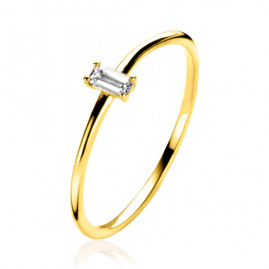 ZINZI Gold 14 krt gouden ring bezet met een witte zirconia in rechthoek-zetting (4,2mm) ZGR369C