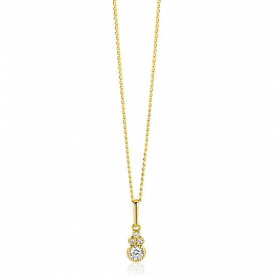 12mm ZINZI Gold 14 krt gouden fantasie hanger bezet met witte zirkonia's ZGH545 (zonder collier)