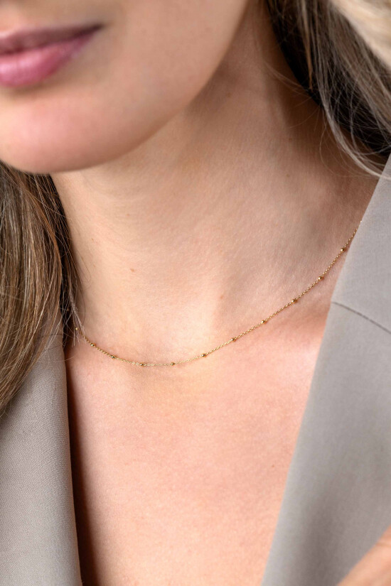 ZINZI Gold 14 krt gouden massieve schakelkettinkje met bolletjes 1,5mm breed, lengte 40-45cm ZGC489