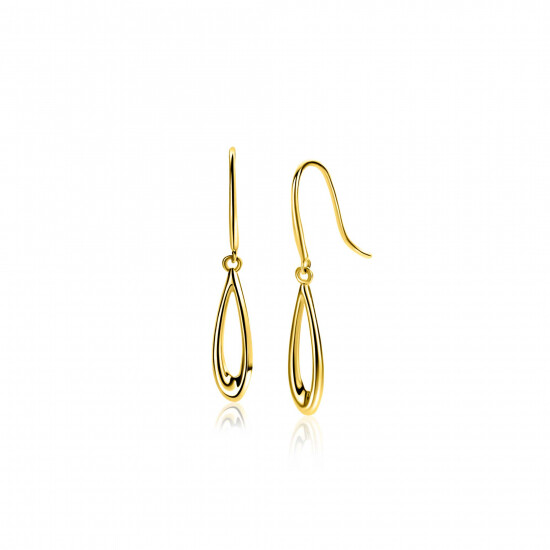 25mm ZINZI Gold 14 krt gouden oorhangers met open peervorm ZGO541