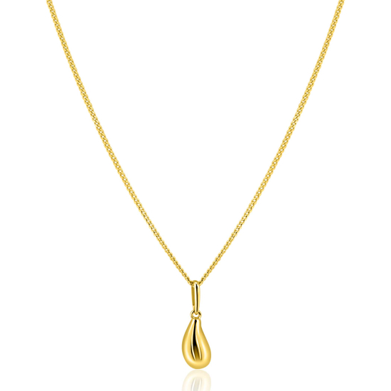15mm ZINZI Gold 14 krt gouden hanger met organische druppelvorm ZGH558 (zonder collier)
