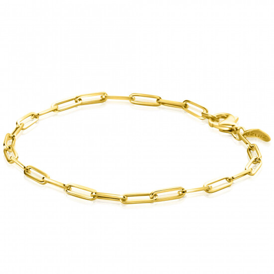 ZINZI Gold 14 krt gouden armband met trendy paperclip/closed for ever schakels 3mm breed, lengte 19cm ZGA346