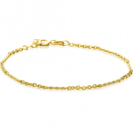 ZINZI Gold 14 karaat gouden massieve armband met bewerkte gedraaide staafjes en fijne jasseron schakels 2mm breed 17-19cm ZGA500
