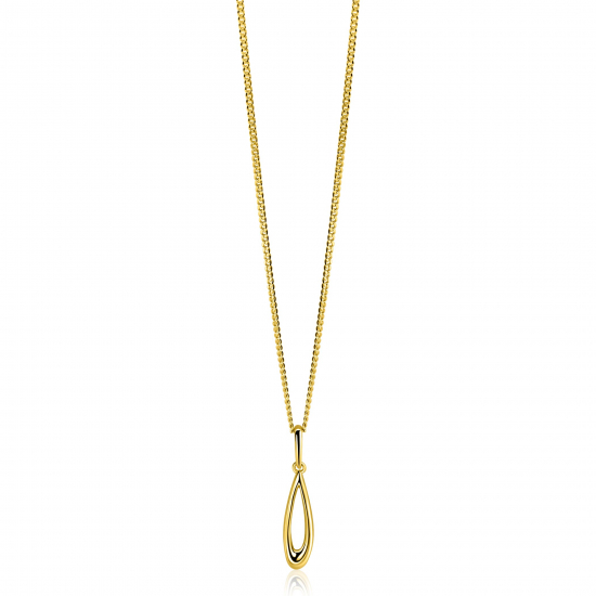21mm ZINZI Gold 14 krt gouden hanger met open peervorm ZGH541 (zonder collier)