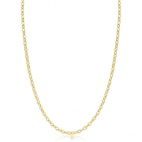 ZINZI Gold 14 krt gouden ketting met bewerkte ovale schakels 3mm breed 45cm ZGC538