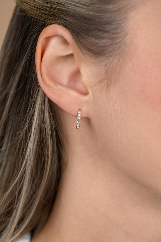 12mm ZINZI Gold 14 krt gouden oorringen rechthoekig model bezet met witte zirconia's met luxe klapsluiting 12mm x 1,9mm ZGO564