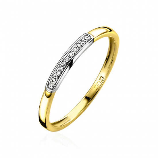 ZINZI Gold 14 karaat gouden aanschuifring rijzetting wit ZGR148
C