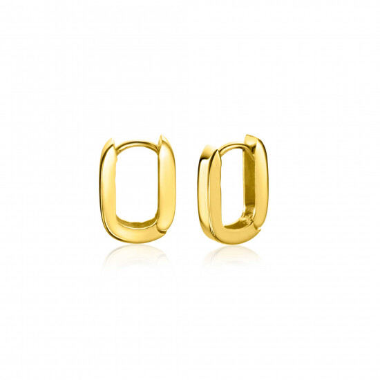 10mm ZINZI Gold 14 krt gouden rechthoekige oorringen met luxe klapsluiting 10mm x 2mm vierkante buis ZGO408