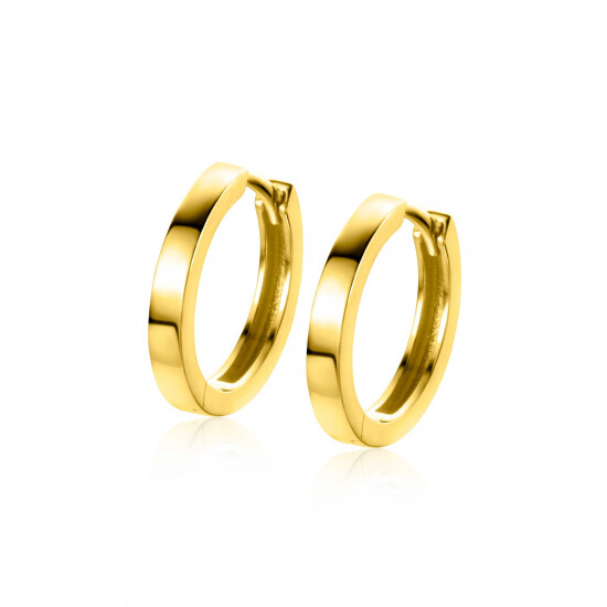 15,5mm ZINZI Gold 14 krt gouden oorringen met luxe klapsluiting 15,5mm x 2,3mm vierkante buis ZGO429