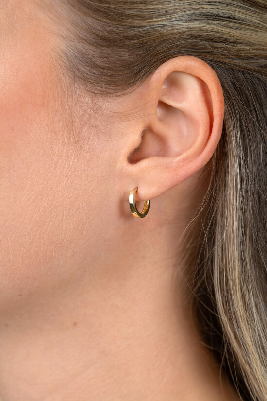 13mm ZINZI Gold 14 krt gouden oorringen met luxe klapsluiting 13mm x 2mm vierkante buis ZGO570
