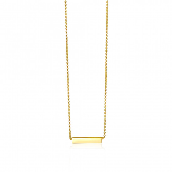 ZINZI Gold 14 karaat gouden collier plaatje glad 42cm ZGC176