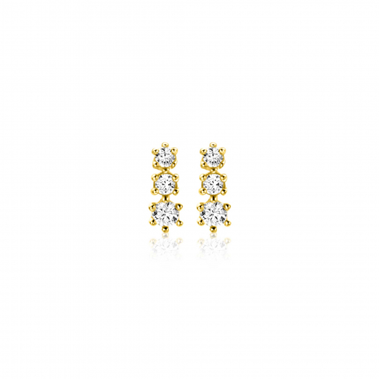 6,5mm ZINZI Gold 14 krt gouden oorstekers bezet met een rij aan witte zirkonia's ZGO543