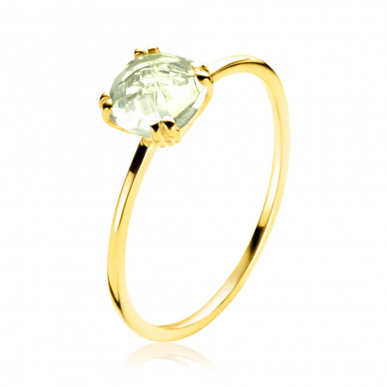 ZINZI Gold ring met vk groene amethist mt. 54