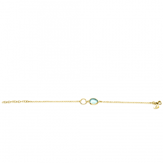 ZINZI gold plated zilveren armband met open rondje en ovaal, bezet met turquoise kleursteen ZIA2716G