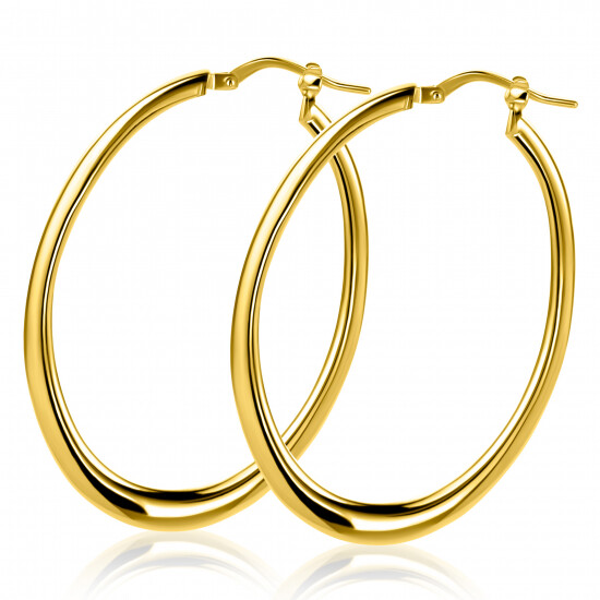 48mm ZINZI gold plated zilveren oorringen met organisch gevormde buis 2mm breed en handige bovensluiting ZIO2701G