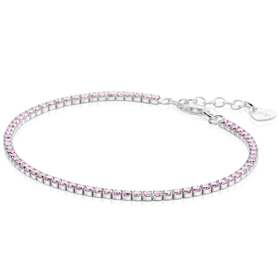 ZINZI zilveren tennis armband 2,1mm breed met rijzetting roze zirconia's ZIA2891R