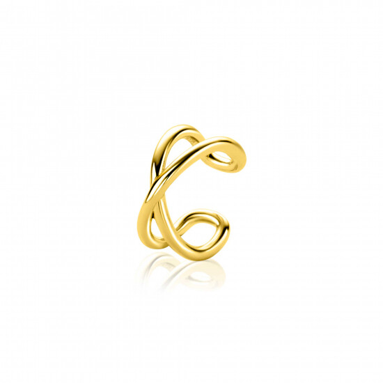 12,5mm ZINZI gold plated zilveren ear cuff cross-over gladde buis 5,5mm breed per stuk geprijsd ZIO-CUFF5G