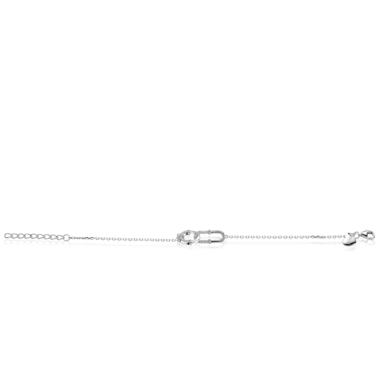ZINZI zilveren armband met elkaar verbonden paperclip- en ronde schakel, bezet met witte zirconia's ZIA2810