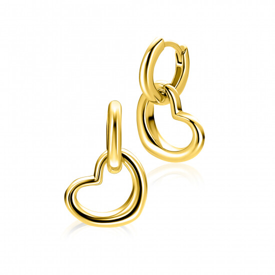 14mm ZINZI gold plated zilveren oorbedels open hartvorm ZICH2718G (zonder oorringen)