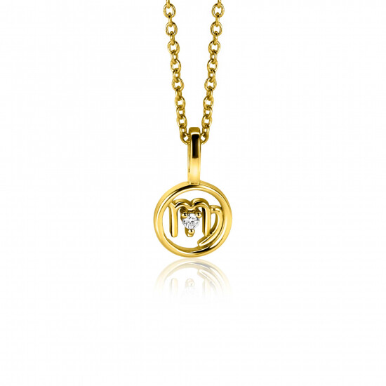 9mm ZINZI gold plated zilveren Maagd sterrenbeeldhanger bezet met witte zirconia ZIHY-MAA (zonder collier)