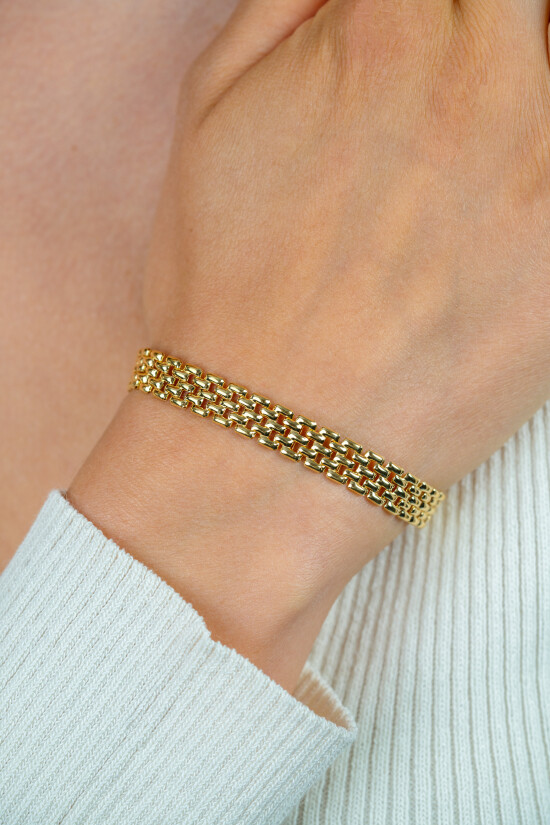 ZINZI gold plated zilveren armband met 8mm brede rolex-style schakel 16,5-20cm ZIA2289G