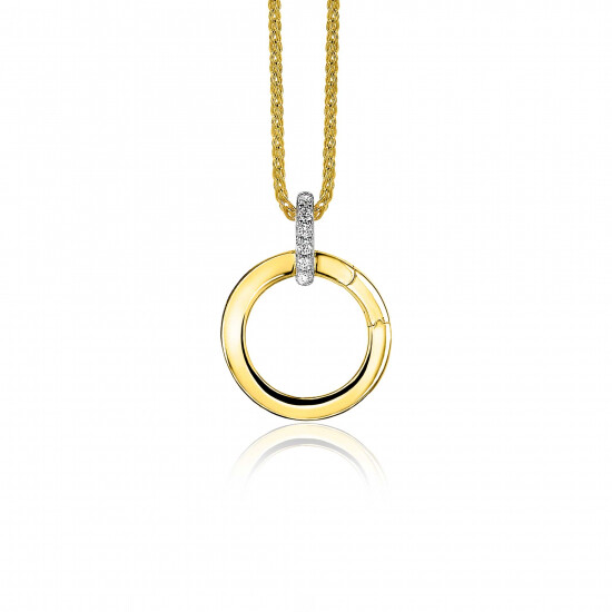 17mm ZINZI gold plated zilveren ronde hanger met sluitring ZIH2060Y (zonder collier)