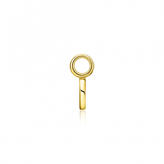 ZINZI zilveren geelvergulde letter oorbedel I per stuk geprijsd ZICH2145I. (zonder oorringen).