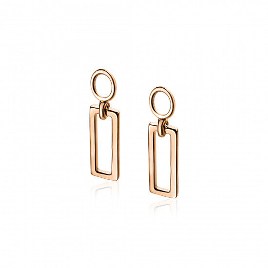 ZINZI zilveren oorbedels rosé verguld open rechthoek 14mm ZICH1692R (zonder oorringen)