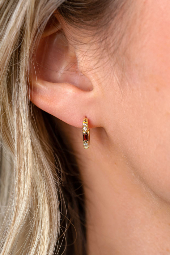 13mm ZINZI gold plated zilveren oorringen bezet met champagne, bruine en witte kleurstenen, luxe klapsluiting ZIO2869