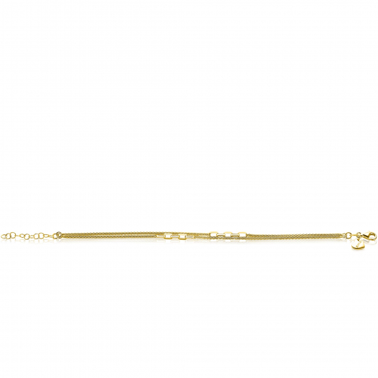 ZINZI gold plated zilveren multi-look armband (5,5mm breed) met popcornschakel en paperclip-schakels ZIA2709G