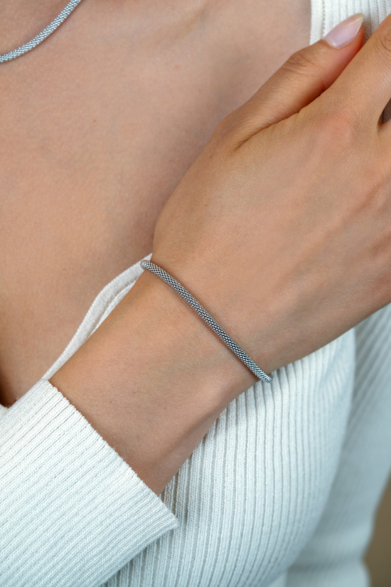 ZINZI zilveren popcorn armband 3mm breed 19cm ZIA2765