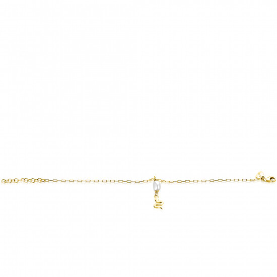 ZINZI gold plated zilveren paperclip schakelarmband met witte zoetwaterparel en slang ZIA2761
