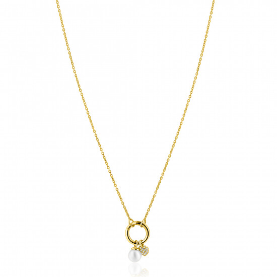 ZINZI gold plated zilveren ketting met ronde sluitring en twee luxe bedels 42-45cm ZIC2738