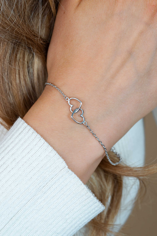 ZINZI zilveren armband met 2 verbonden hartjes 17,5-19,5cm ZIA2513