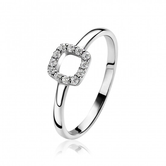 ZINZI zilveren ring vierkant wit ZIR1468C
